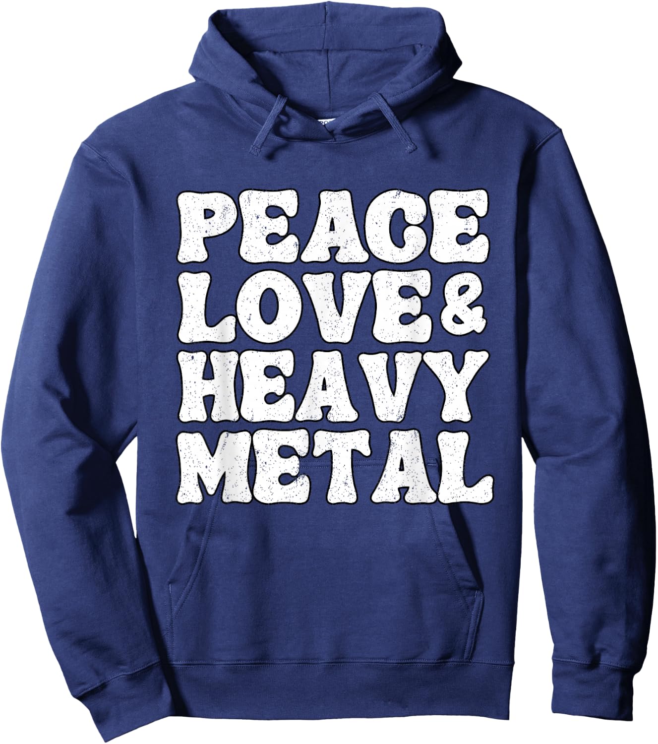 Punk Rock Kids Band Metal Retro Peace Love & Heavy Metal Hoodie - Hoodie | Navy