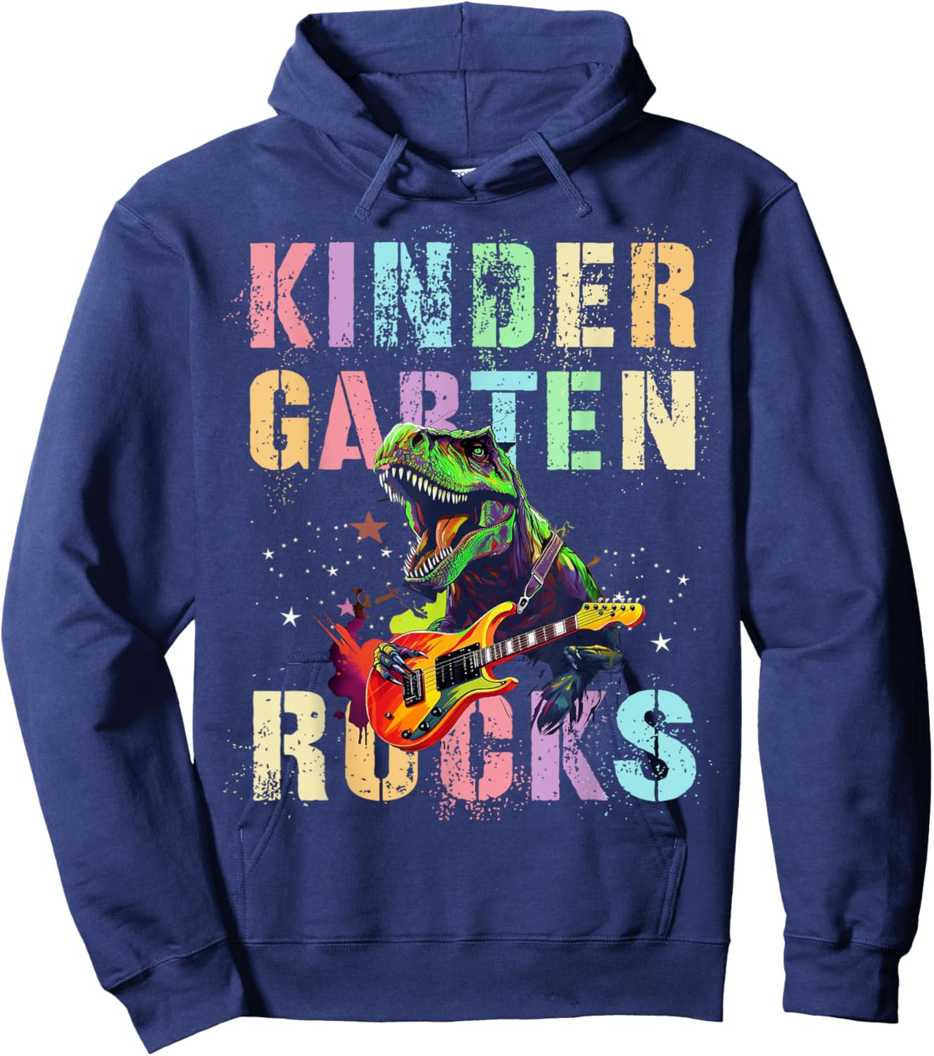 Kids KINDERGARTEN ROCKS Teacher Squad Rockstar Kinder T-Rex Hoodie - Hoodie | Navy