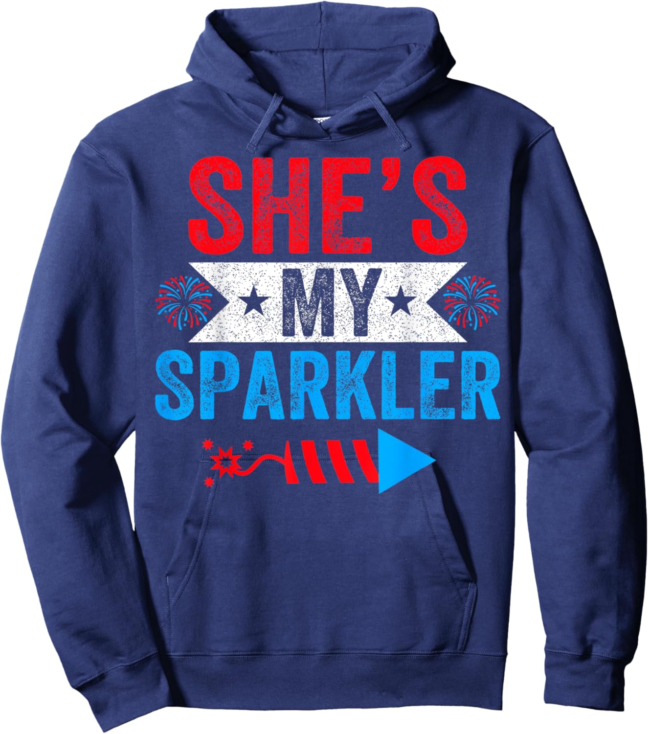 She's My Sparkler 4th Of July His Her Matching Couple Hoodie - Hoodie | Navy
