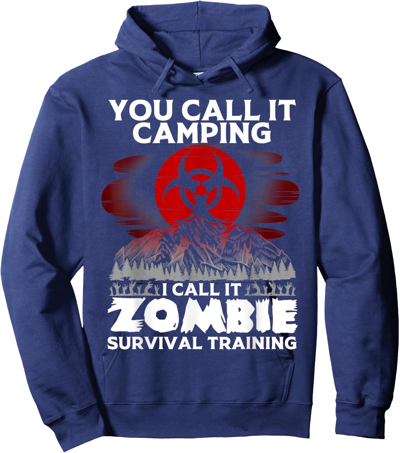 Funny Zombie Survival Camping Gift Boys Girls Cool Camp Hoodie - Hoodie | Navy