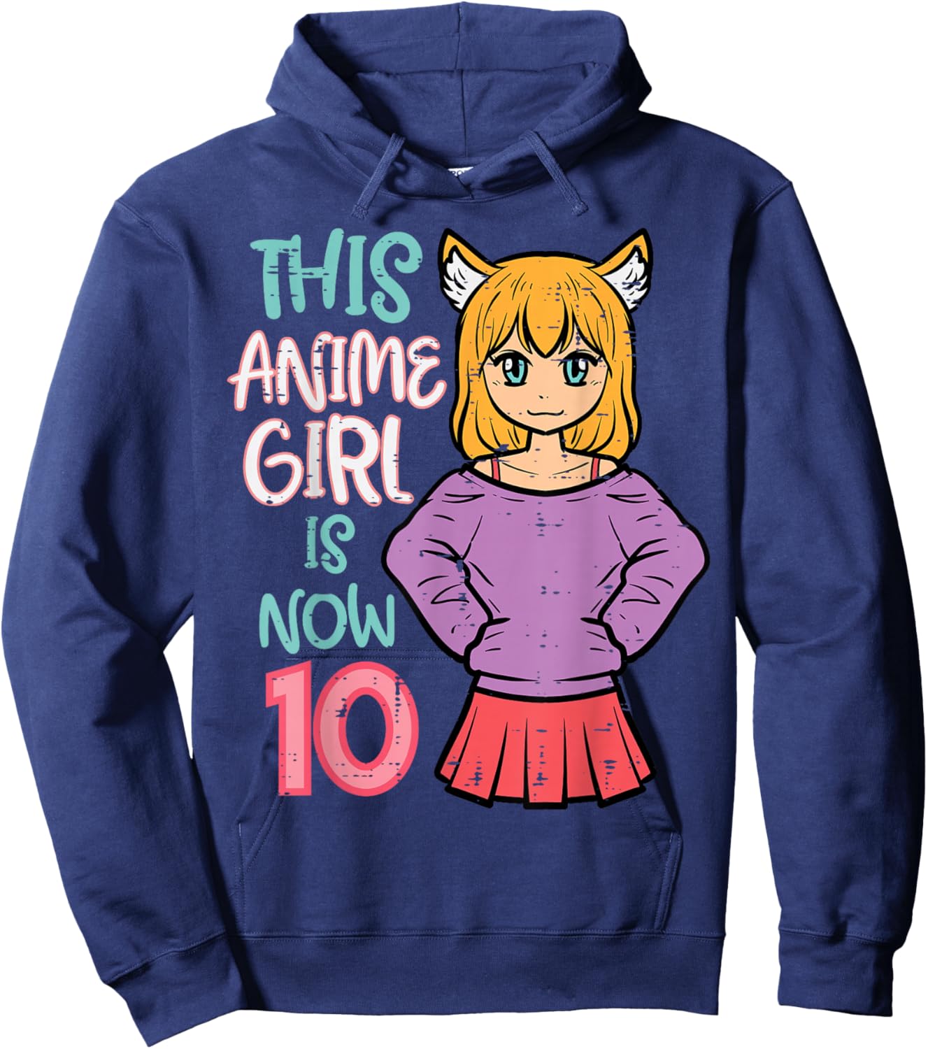 This Anime Girl is Now 10 Bday 10th Birthday Japanese Manga Hoodie - Hoodie | Navy