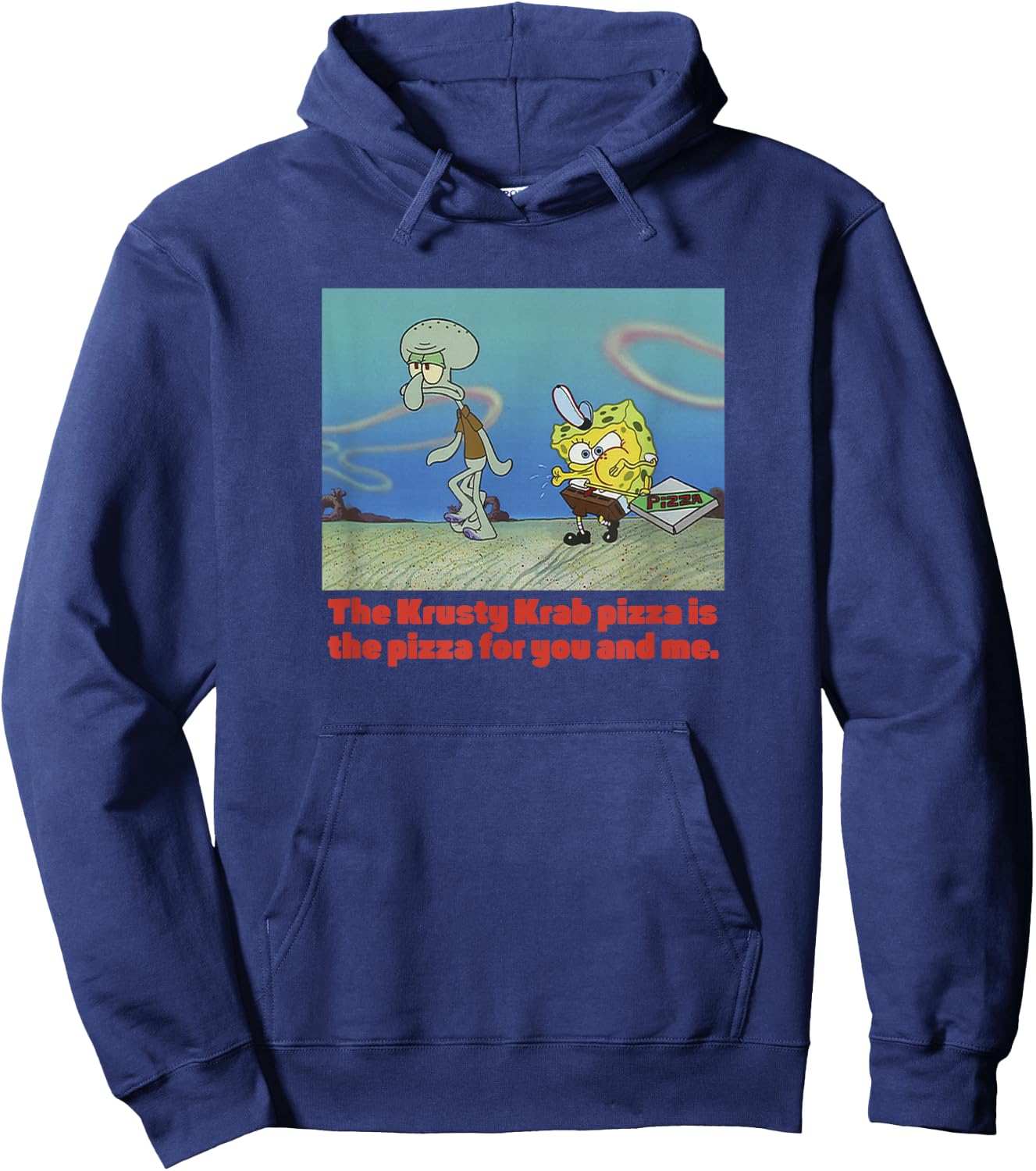 Spongebob Squarepants Spongebob Squidward Pizza Hoodie - Hoodie | Navy