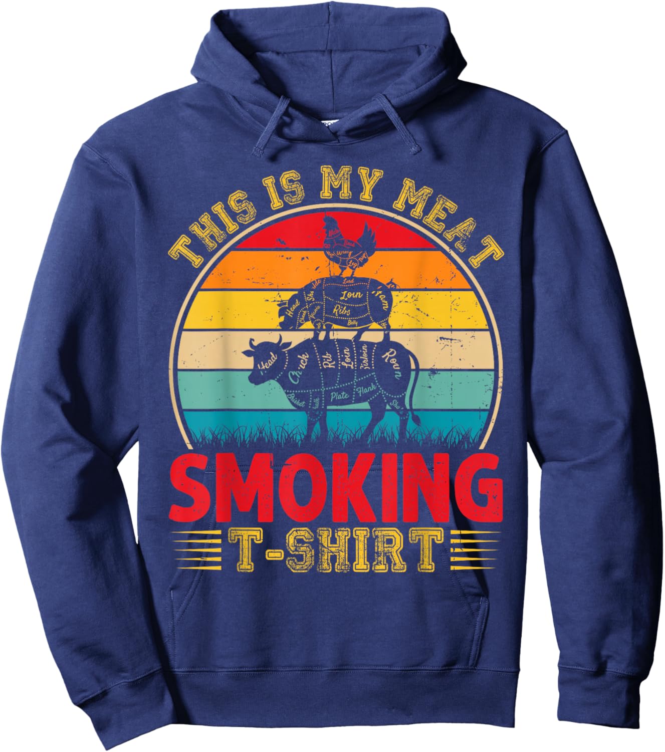 Vintage This Is My Meat Smoking BBQ Smokers Lovers Hoodie - Hoodie | Navy