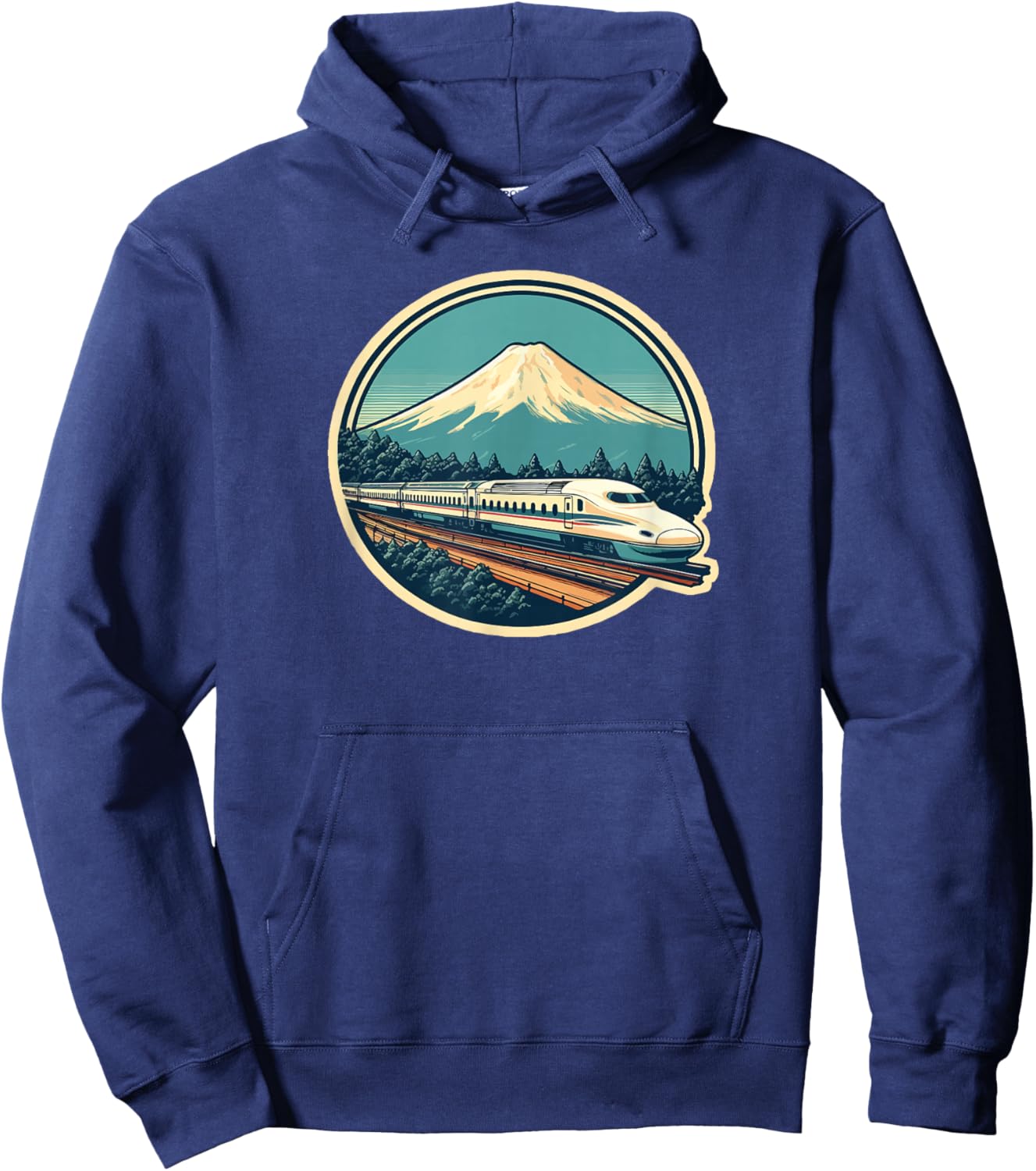 Bullet Train Mount Fuji Japanese Souvenir Shinkansen Train Hoodie - Hoodie | Navy