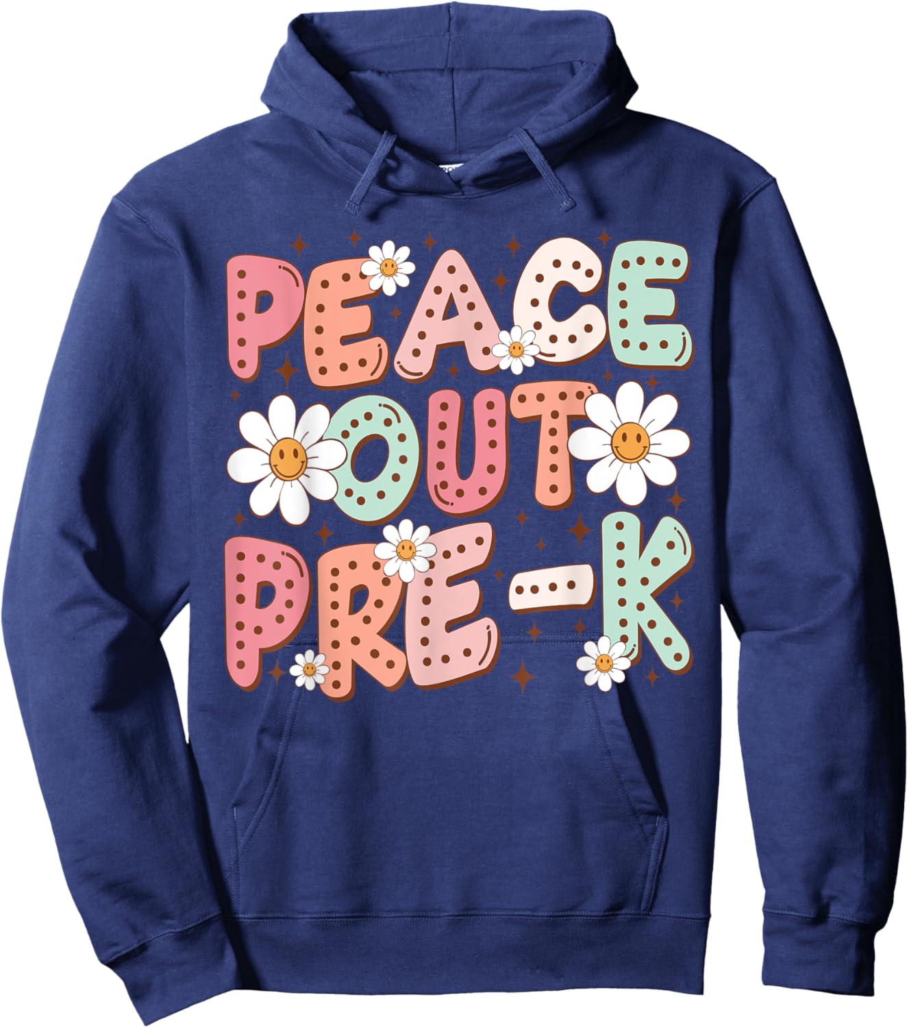 Peace Out Pre-K Cute Groovy Last Day of Preschool Graduation Hoodie - Hoodie | Navy