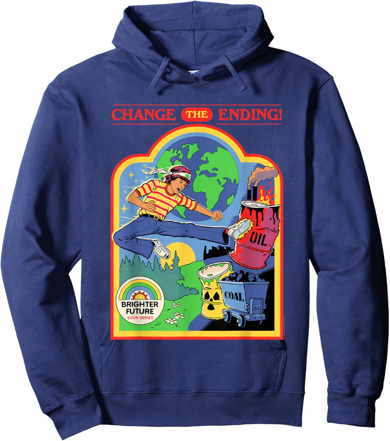 Steven Rhodes Change The Ending Environment Retro Dark Humor Hoodie - Hoodie | Navy