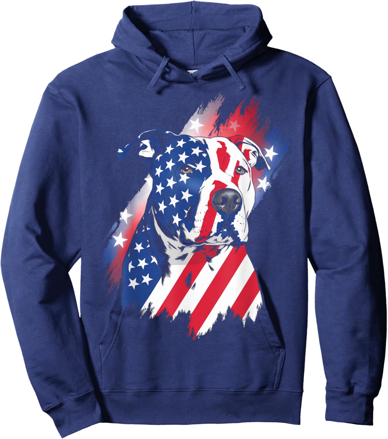 4th Of July American Flag Patriotic Pitbull Terrier Hoodie - Hoodie | Navy