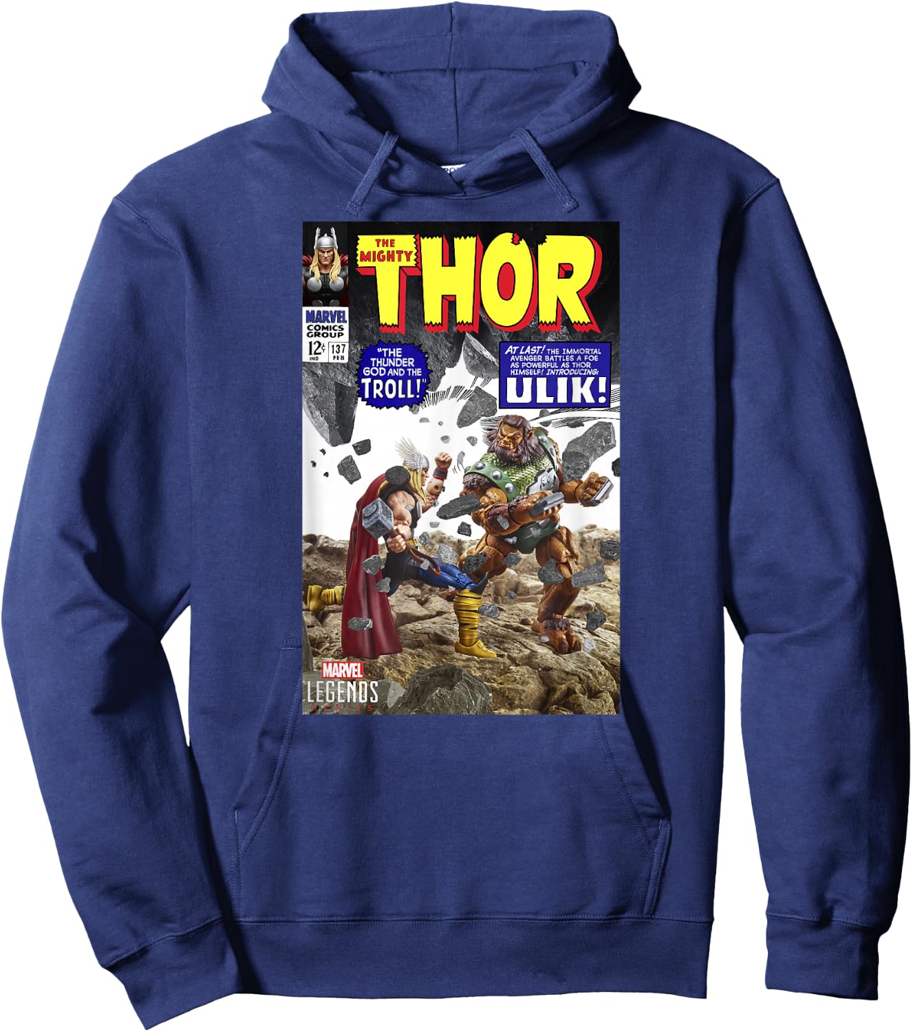 Marvel Legends Series Thor VS Olik Troll Comic Cover Hoodie - Hoodie | Navy