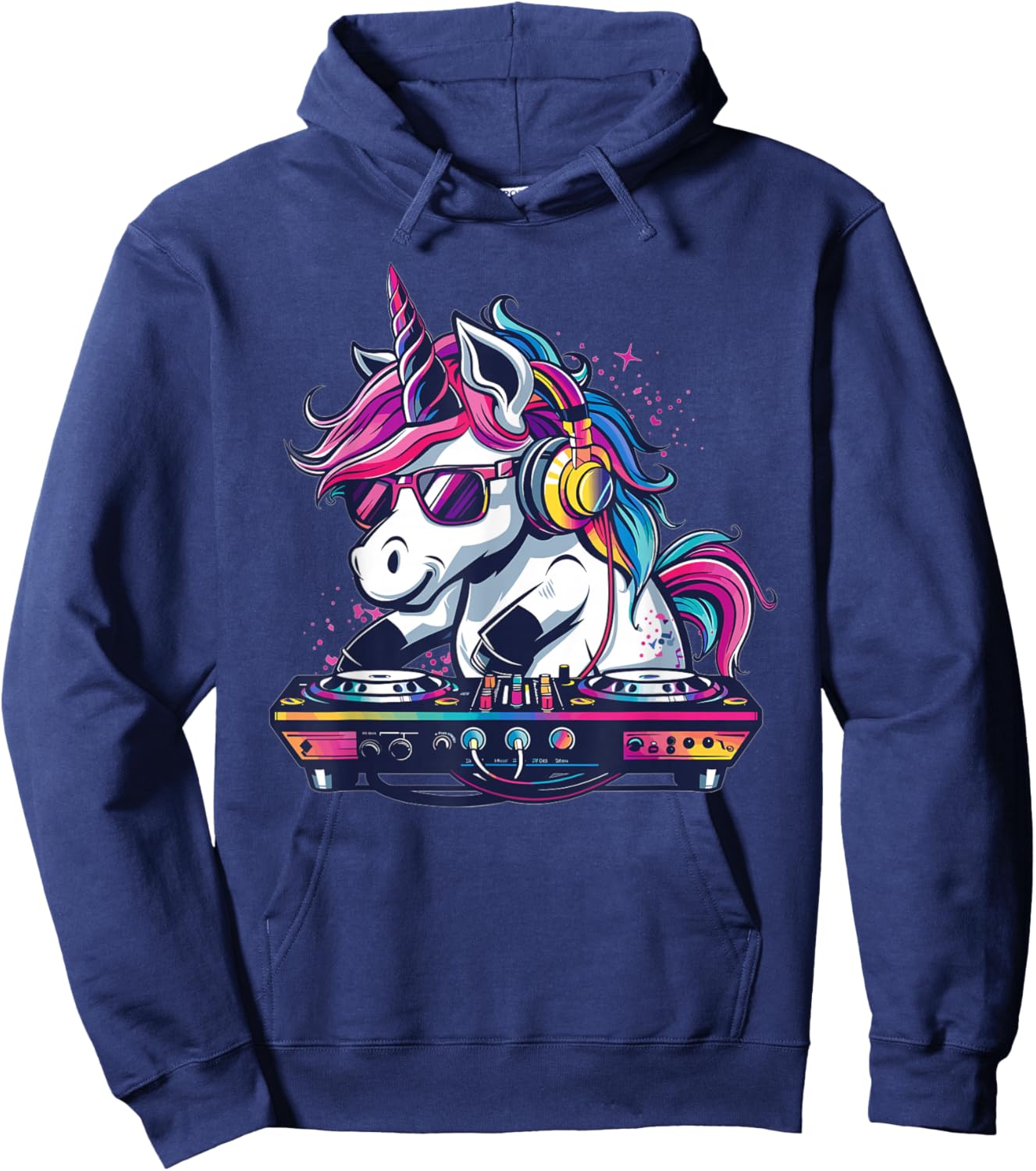 Music DJ Discjockey Art I Kids Deejay -Child Cartoon Themed , Black, Small Hoodie - Hoodie | Navy