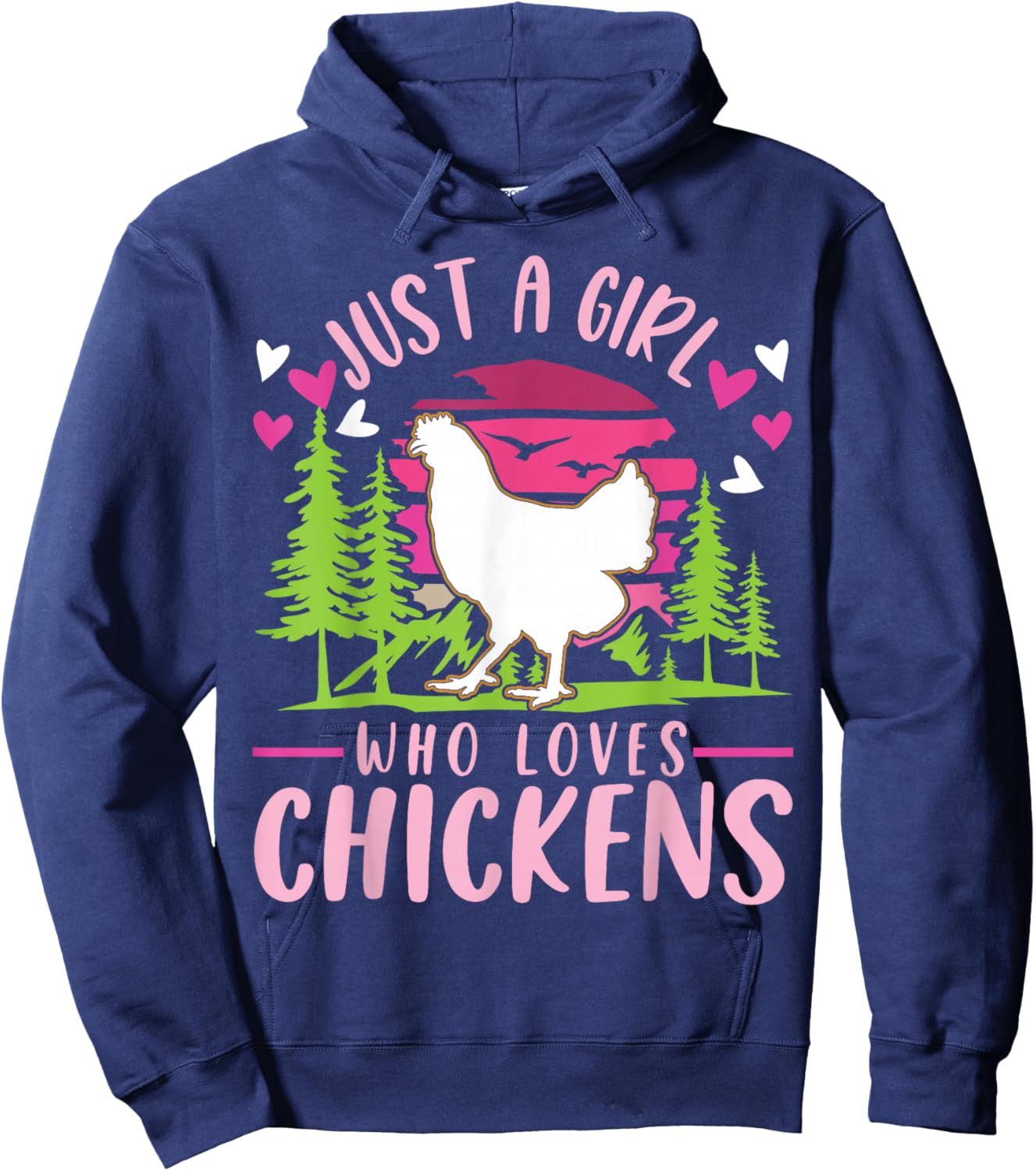 Just a girl who loves Chickens Girl Farmer Hoodie - Hoodie | Navy