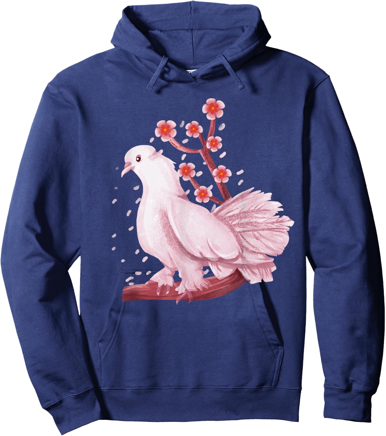 Vintage Dove Pigeon Bird Shirt Gift Japanese Cherry Blossom Hoodie - Hoodie | Navy