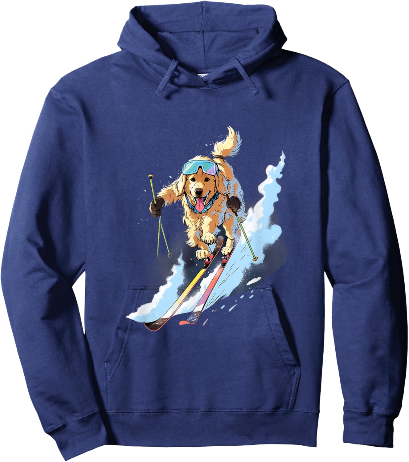 Golden Retriever Skiing Dog Skier Ski Winter Snow Hoodie - Hoodie | Navy