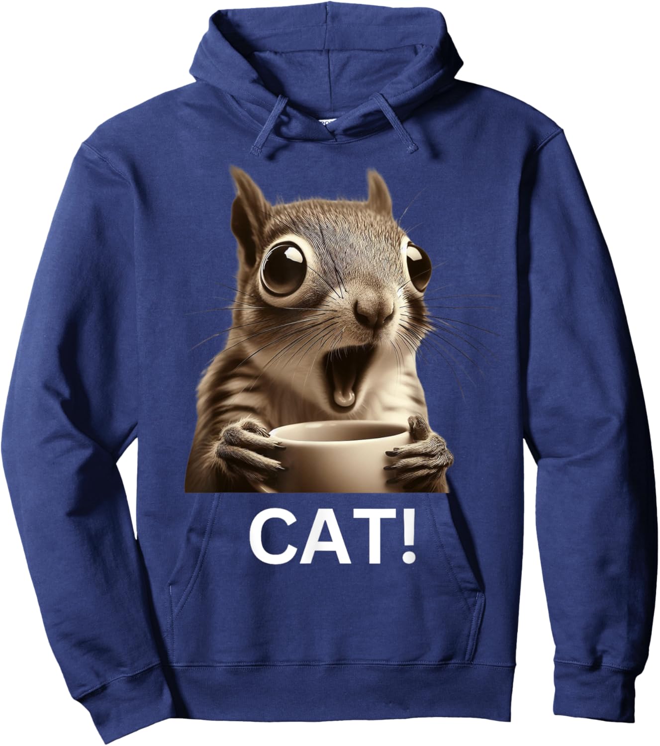 Oh Look Cat Surprised Coffee Squirrel funny humor Men Women Kids Hoodie - Hoodie | Navy