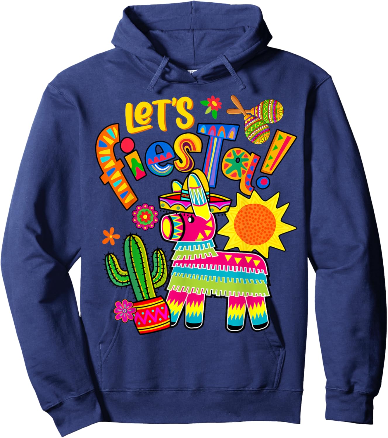 Let's Fiesta Cinco De Mayo Camisa Mexicana Hombre Mexico Hoodie - Hoodie | Navy