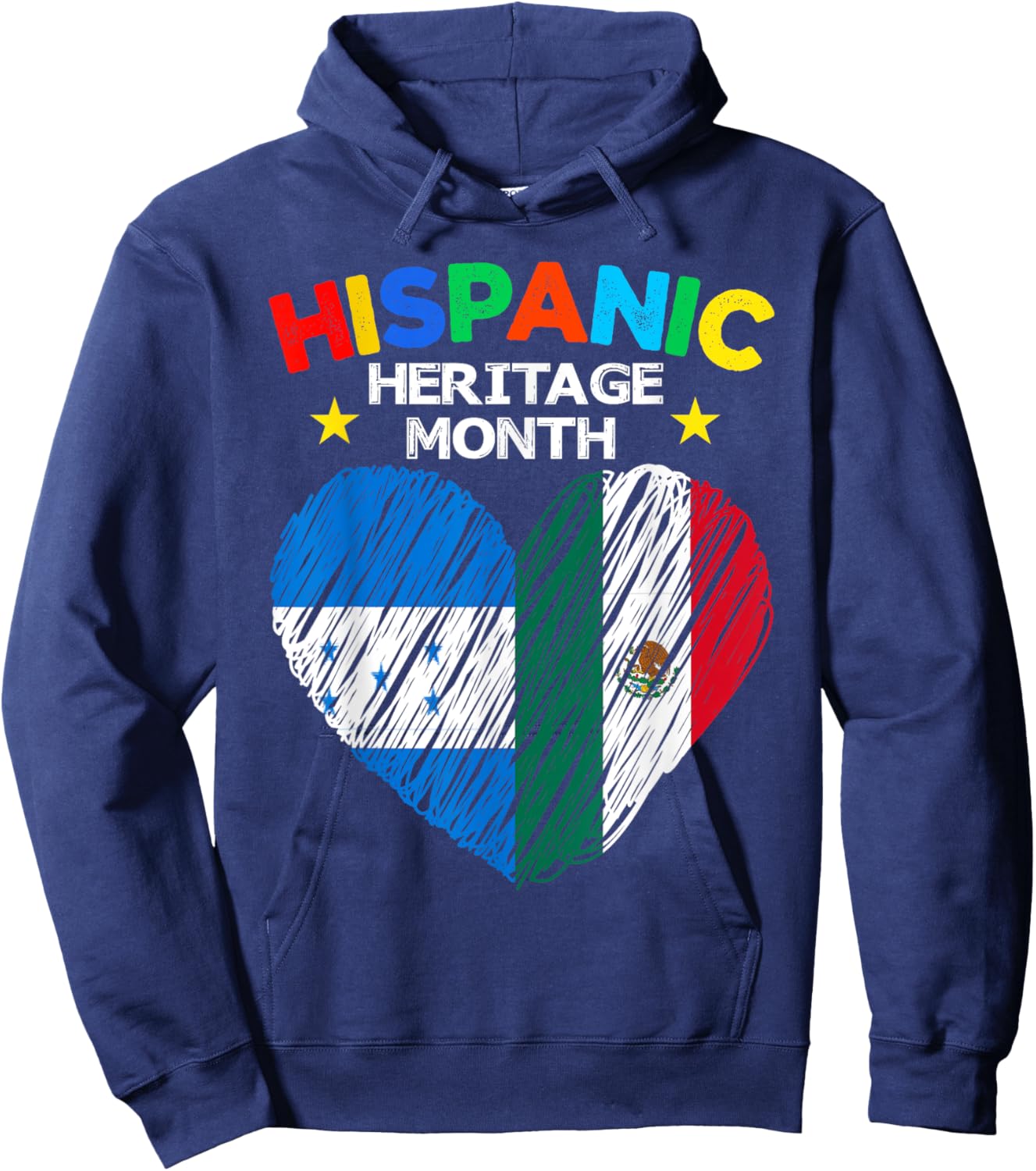 Honduras Mexico Flag Heart Latin Hispanic Heritage Month Hoodie - Hoodie | Navy