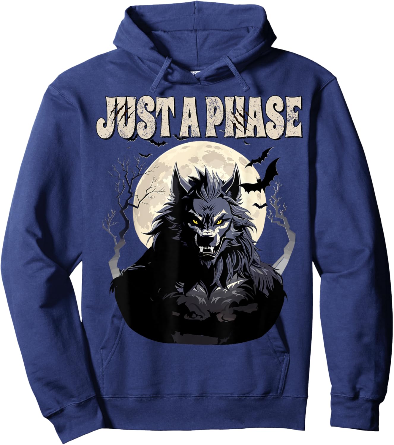 Werewolf Just A Phase Warewolf Lycan Halloween Full Moon Men Hoodie - Hoodie | Navy