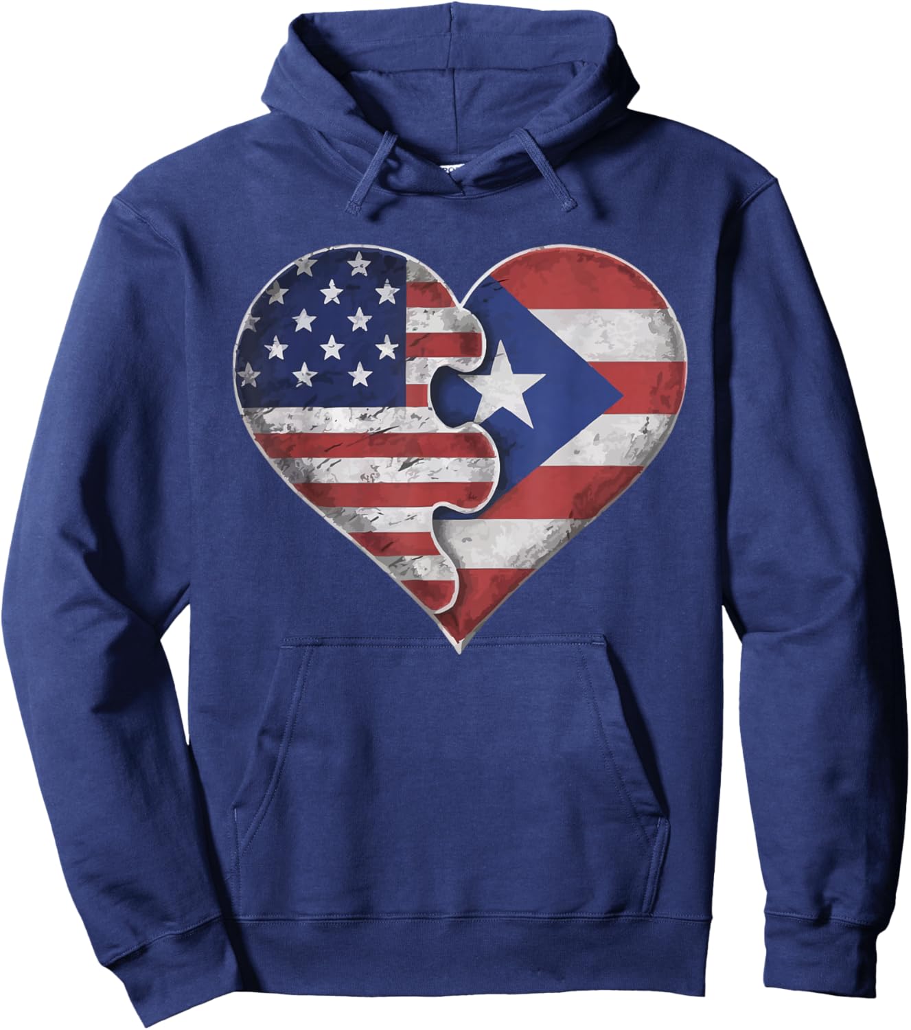 Half Puerto Rican Half American USA Flag Puerto Rico Hoodie - Hoodie | Navy