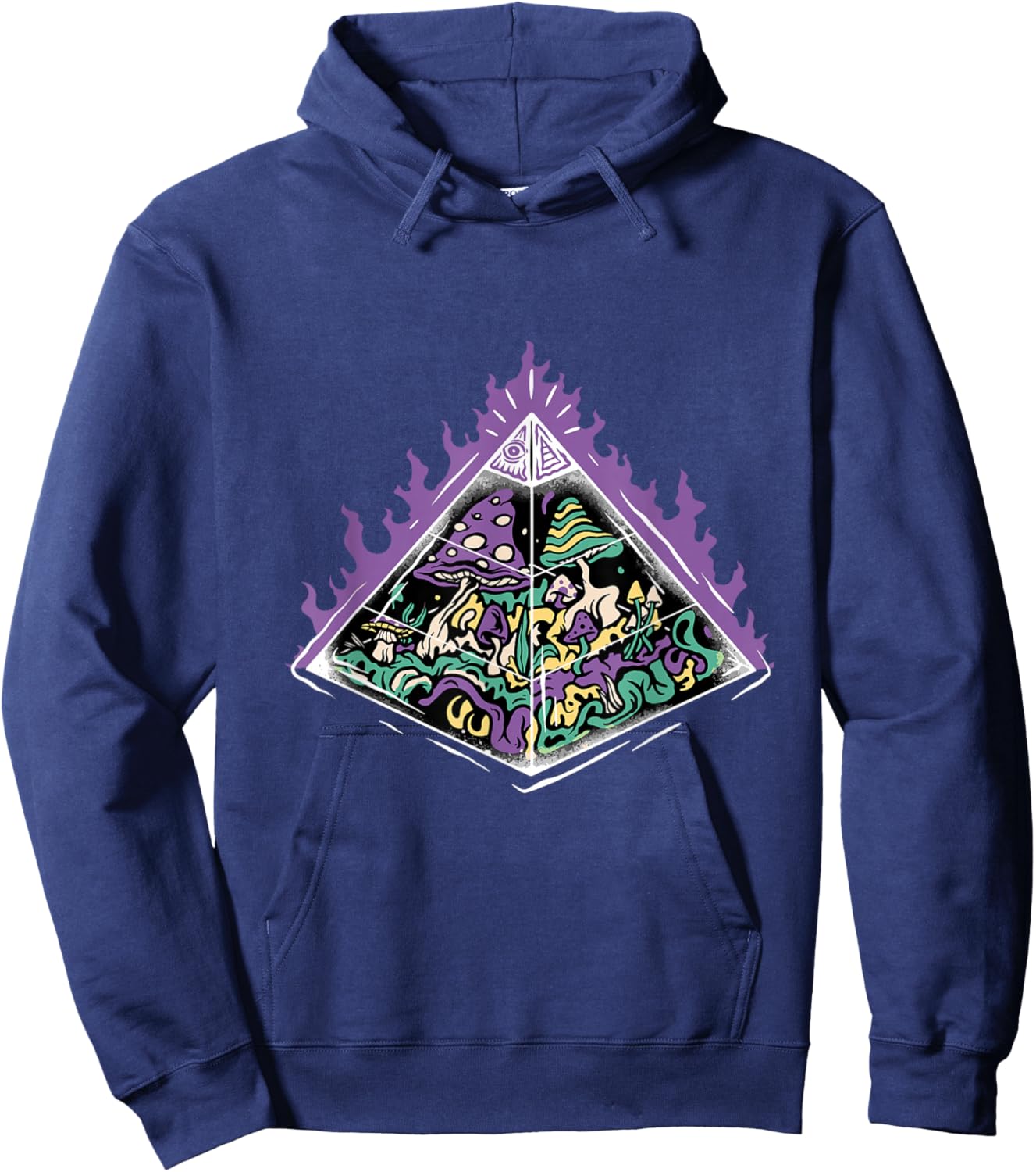 Psychedelic Mushroom Illuminated Sacred Geometry Clothes Hoodie - Hoodie | Navy