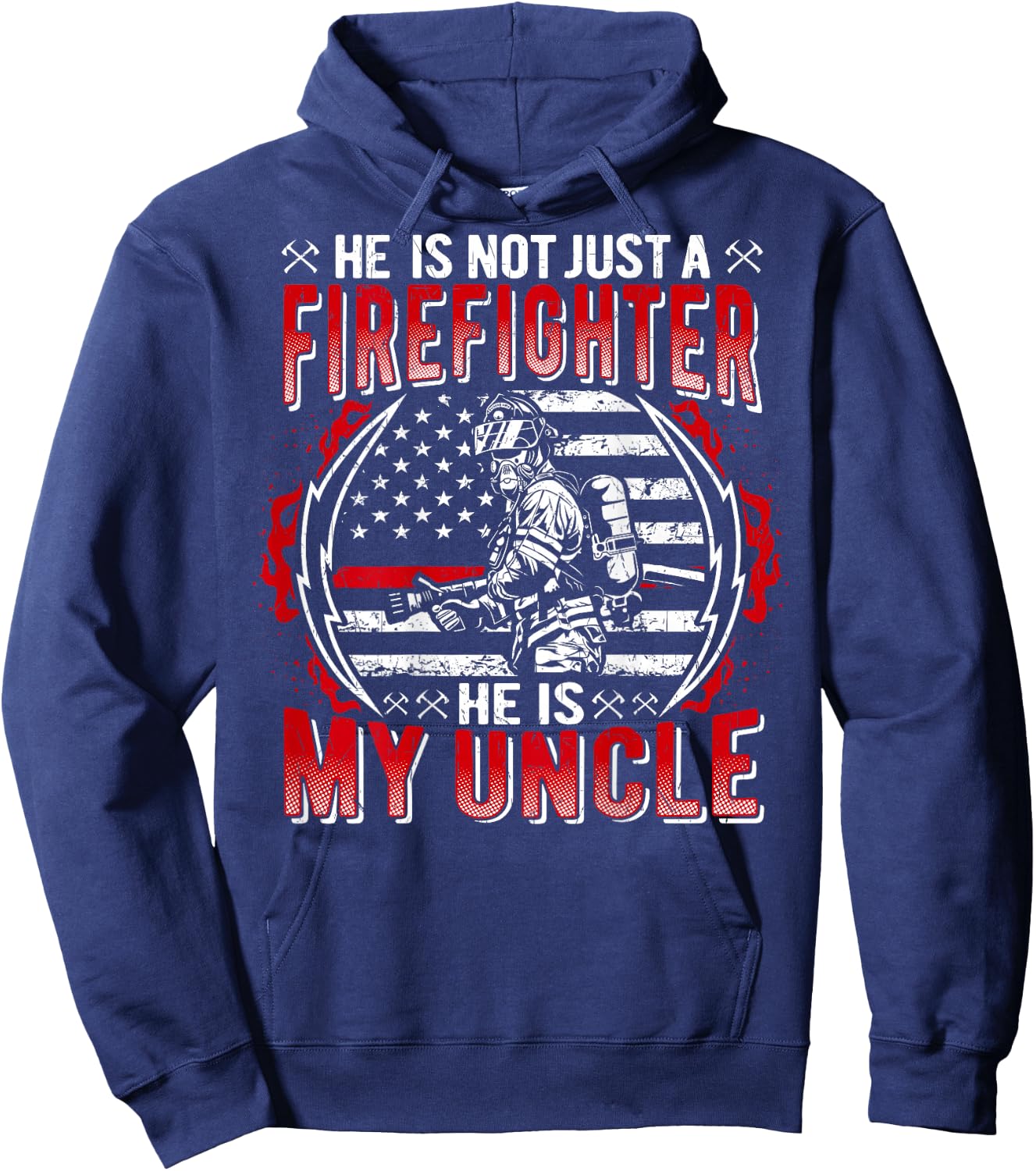 My Uncle Is Firefighter Thin Red Line Fire Nephew Niece Gift Hoodie - Hoodie | Navy