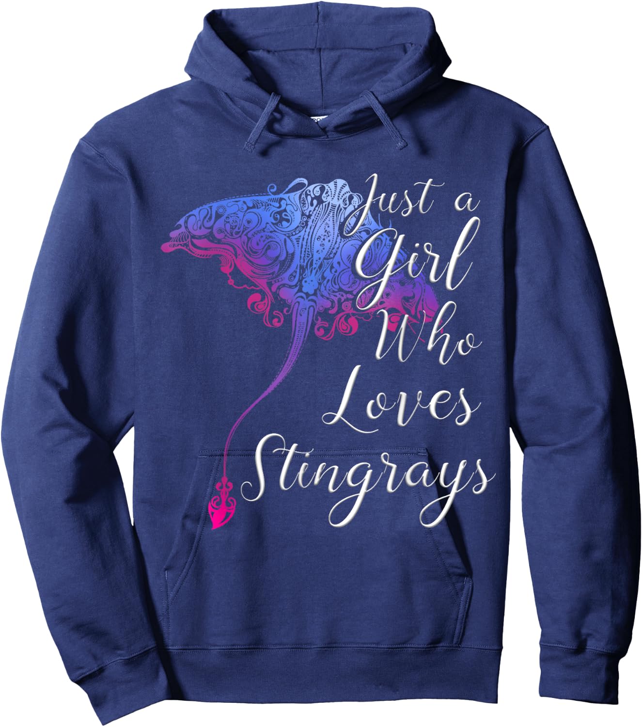 Cute Shark Sea Lover Gift Just a Girl Who Loves Stingrays Hoodie - Hoodie | Navy