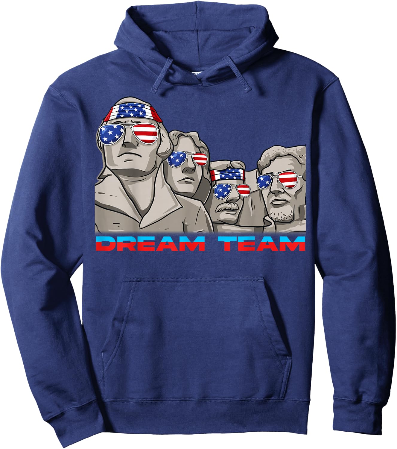 Mount Rushmore 4th of July Funny Patriotic Presidents Team Hoodie - Hoodie | Navy