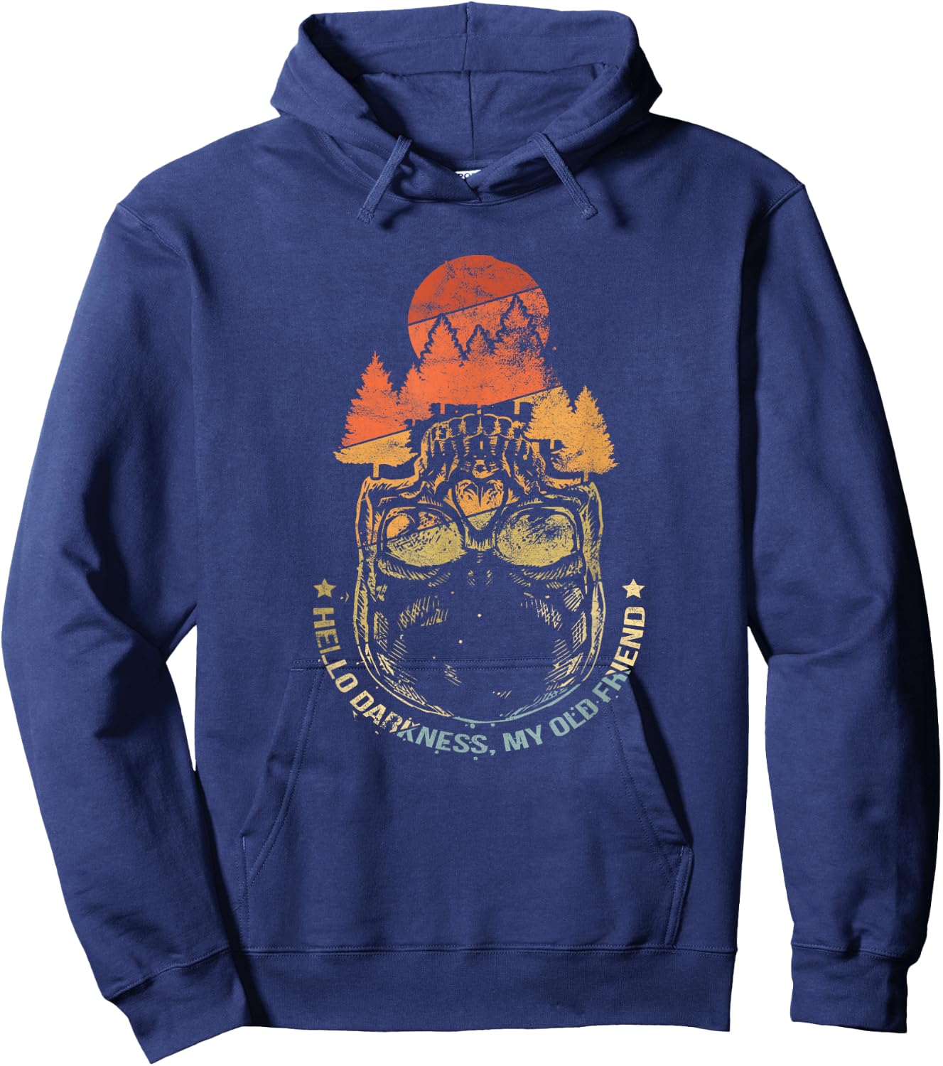 Hello Darkness My Old Friend Vintage Hello Darkness Hoodie - Hoodie | Navy