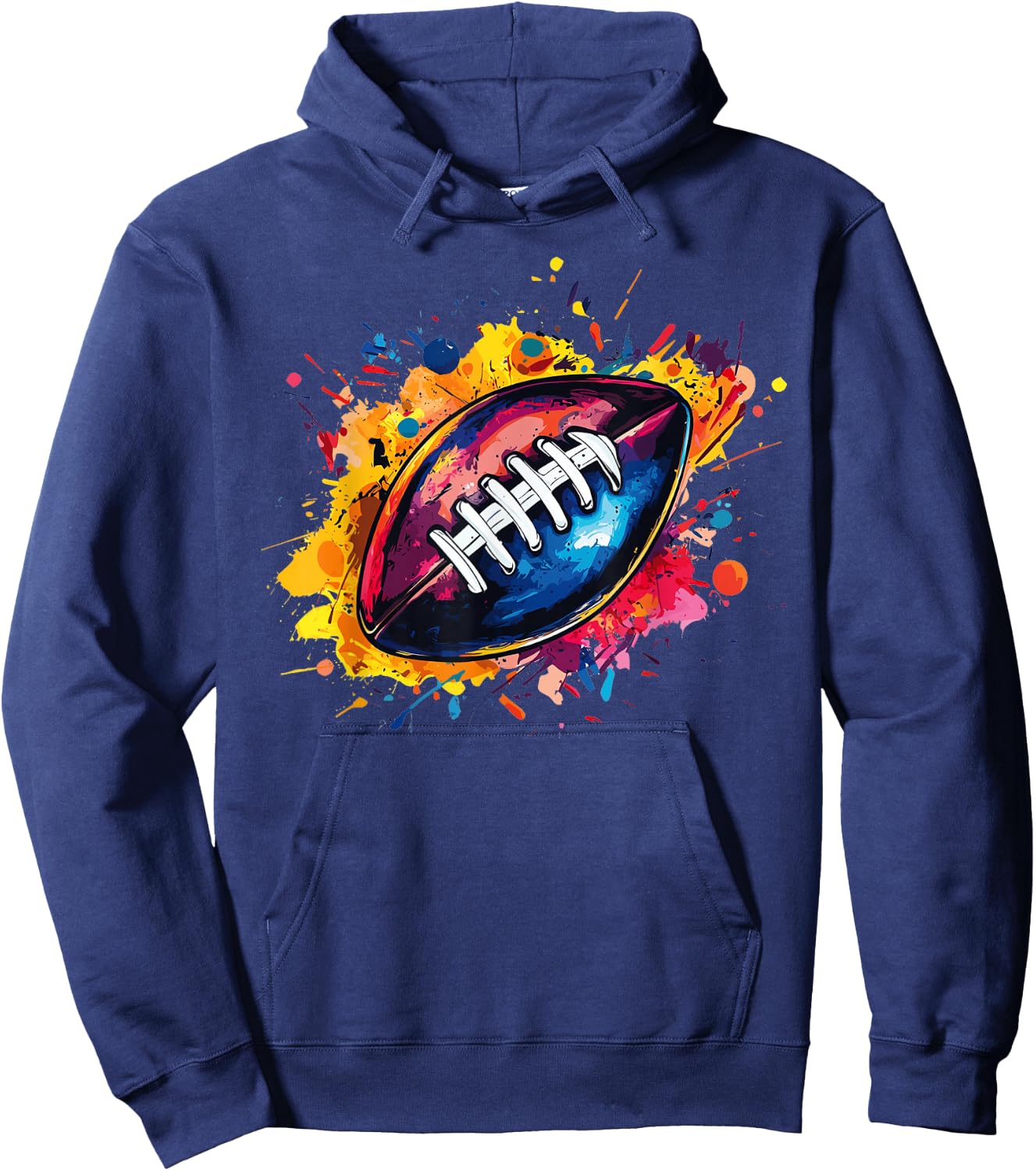 Football Designs. Football Graphic - Black, Small, Short Sleeve Hoodie - Hoodie | Navy