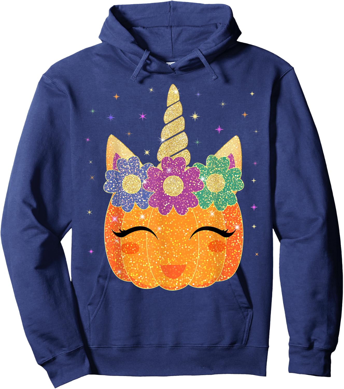 Unicorn Pumpkin - Halloween Thanksgiving Girls Boys Hoodie - Hoodie | Navy