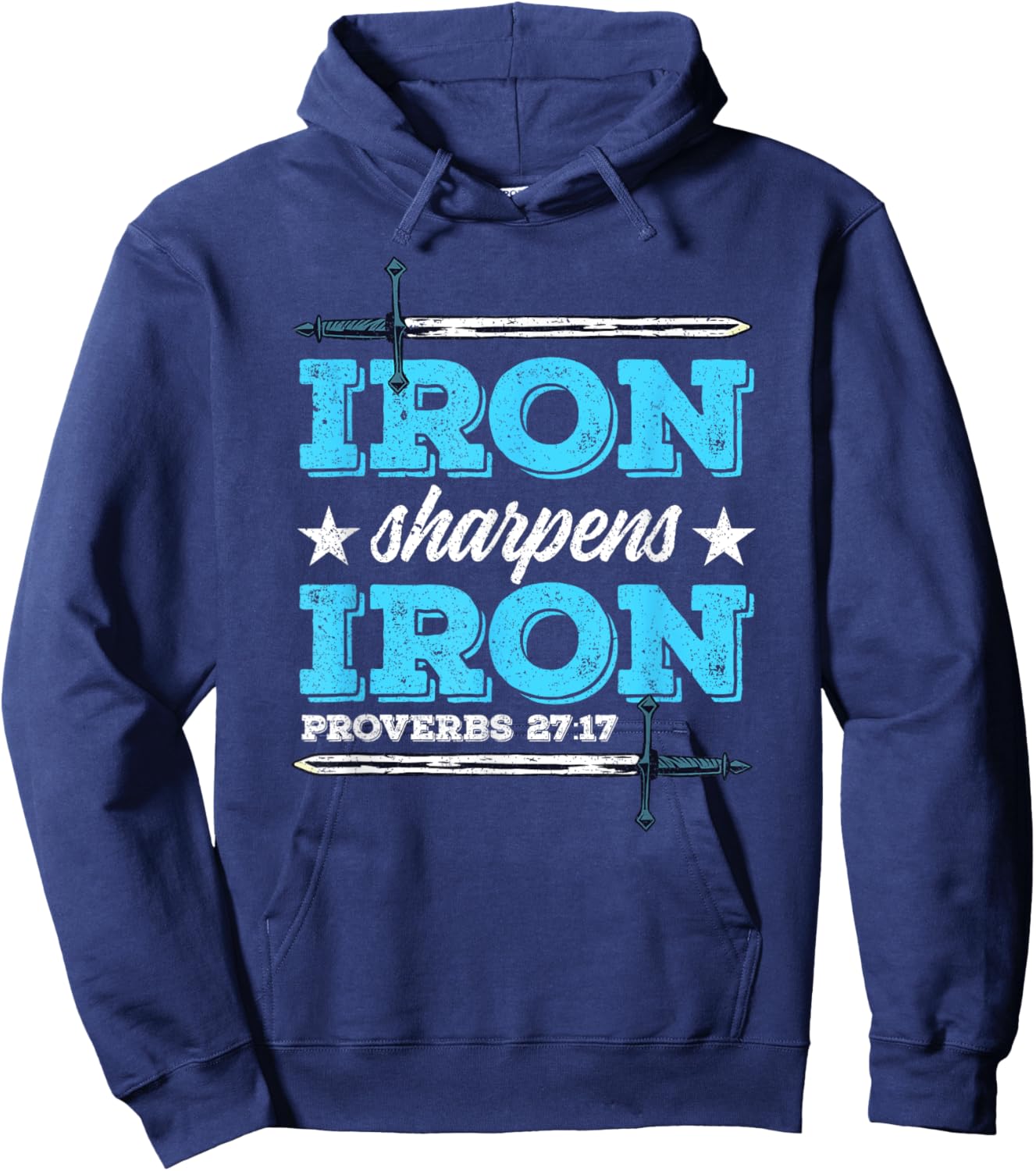 Iron Sharpens Iron Christian Religion Bible Verse Hoodie - Hoodie | Navy