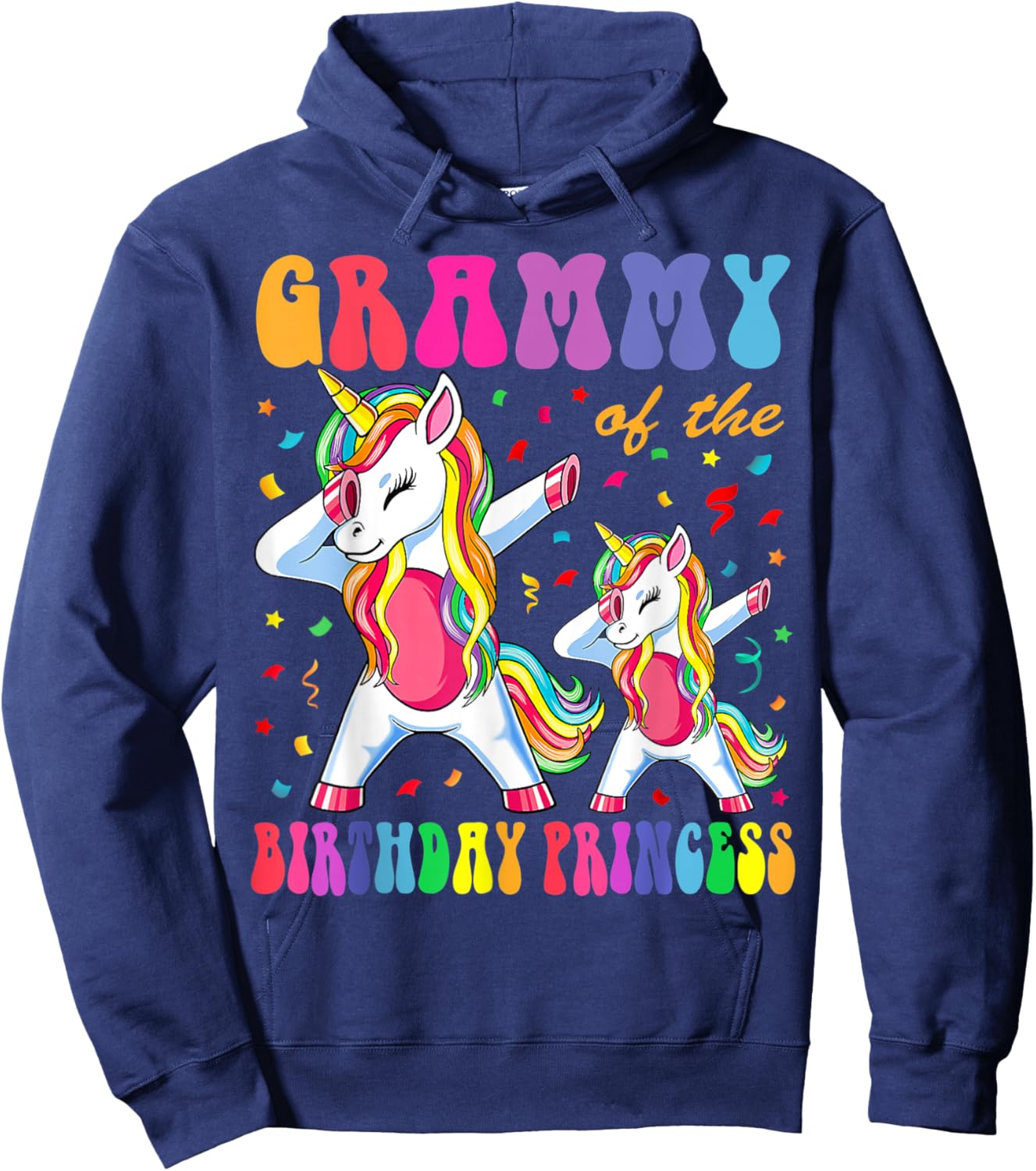 Grammy of the Birthday Princess Girl Dabbing Unicorn Family Hoodie - Hoodie | Navy