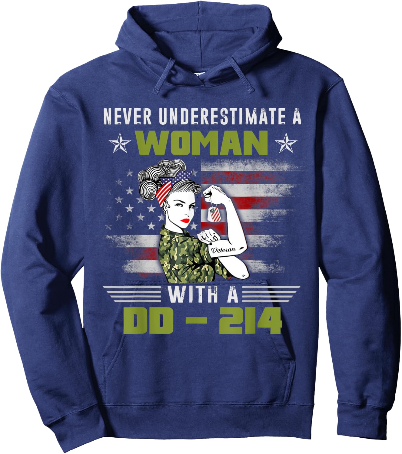 Women With DD-214 Female Veterans Proud Women Veteran Hoodie - Hoodie | Navy