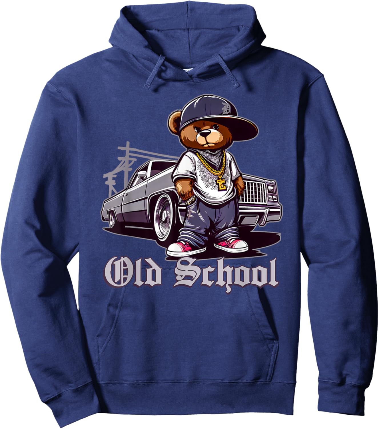 Old School Hip Hop Teddy Bear Lowrider Chicano Culture Cute Hoodie - Hoodie | Navy