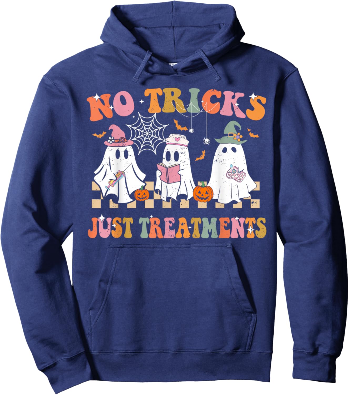 Funny Nurse Ghost for Scrub Life & Nursing Halloween Lovers Hoodie - Hoodie | Navy