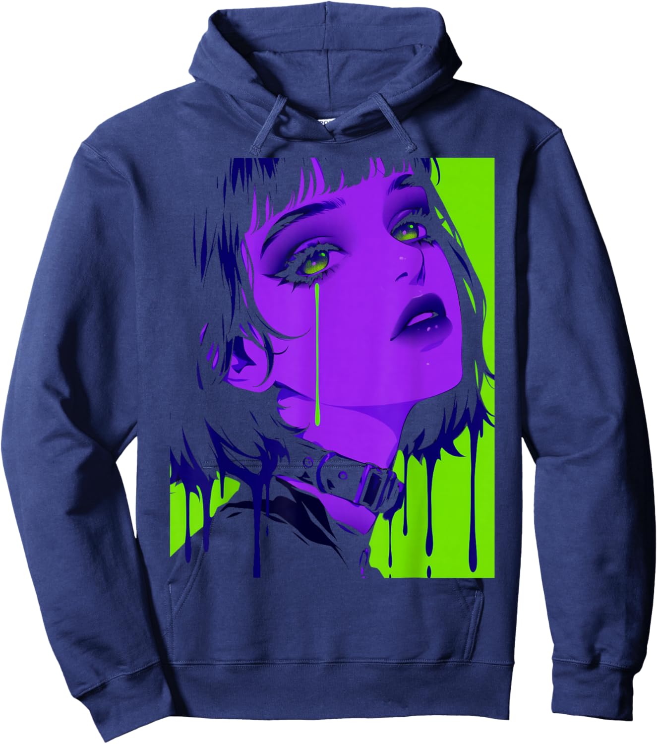 Cybergoth Cybercore Grunge Punk Goth Girl Alt Anime Manga Hoodie - Hoodie | Navy