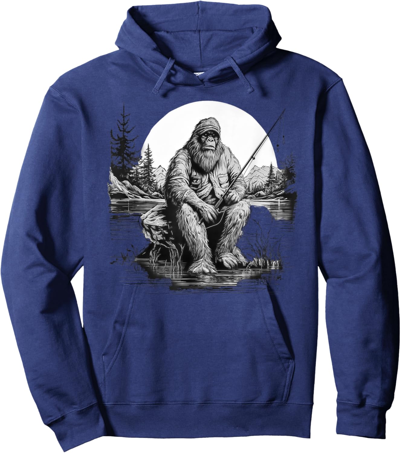 Big foot fishing, Cool Fishing Fisherman Bigfoot Sasquatch Hoodie - Hoodie | Navy