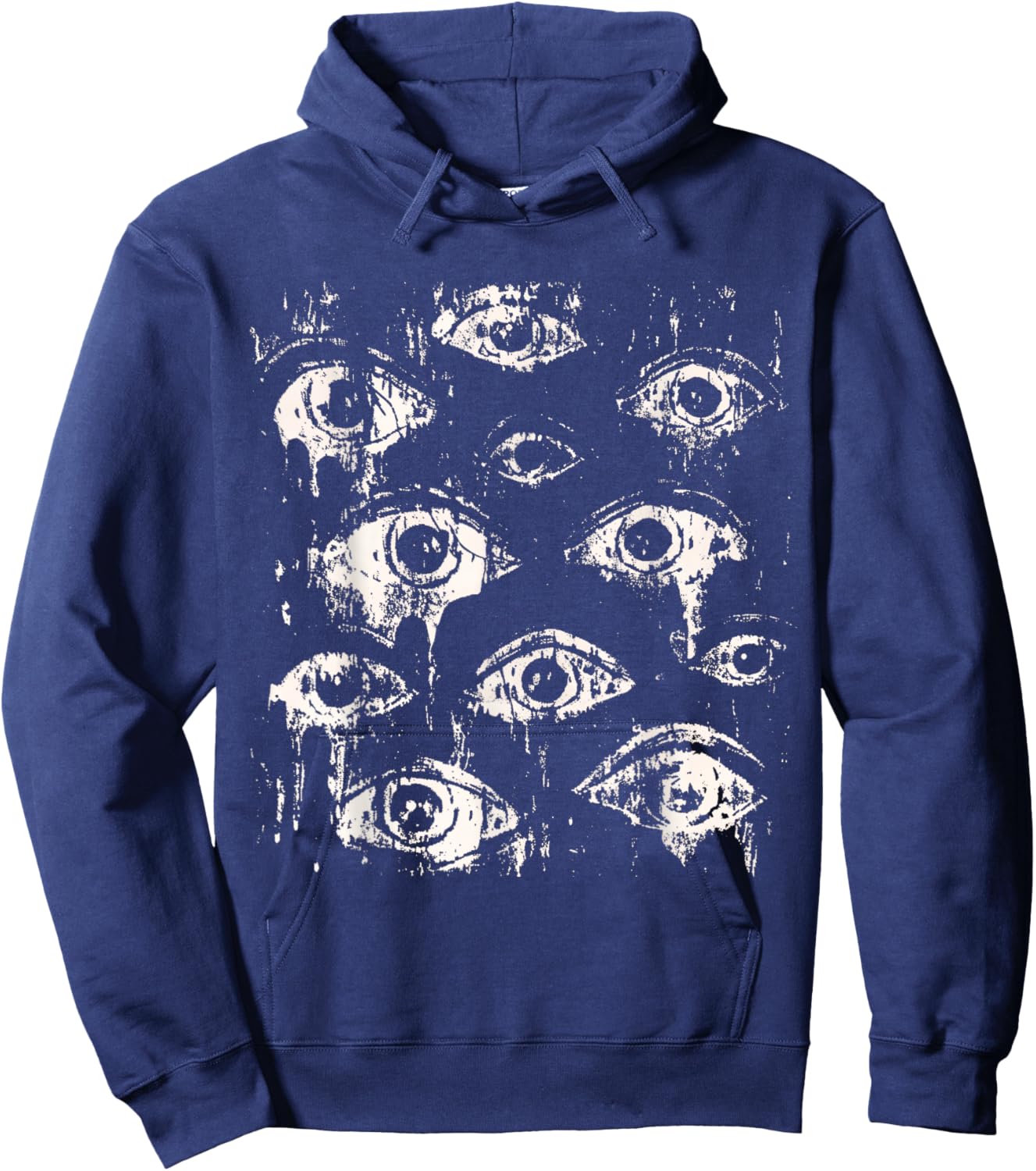 Eyes Eyeballs Weird Goth Grunge Alt Y2K Strange Aesthetic Hoodie - Hoodie | Navy