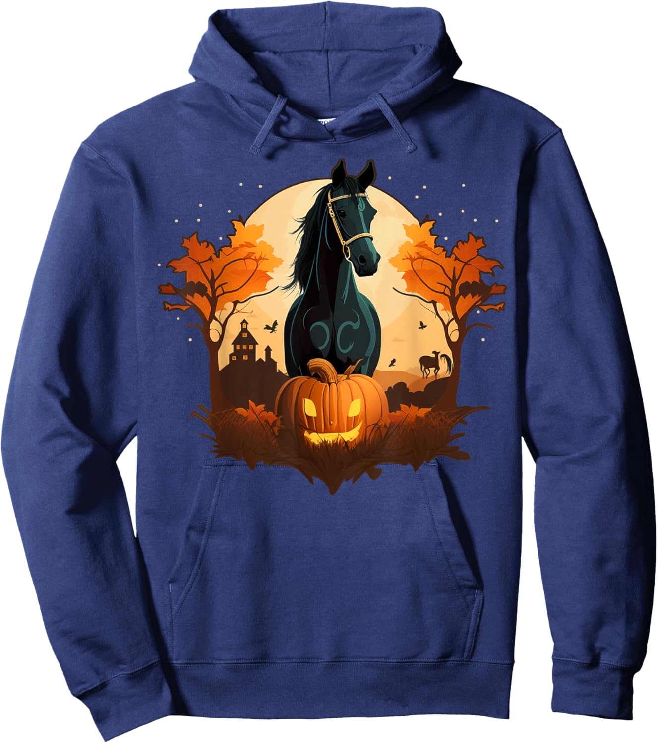 Pumpkin Horse costume on Horse Halloween Hoodie - Hoodie | Navy