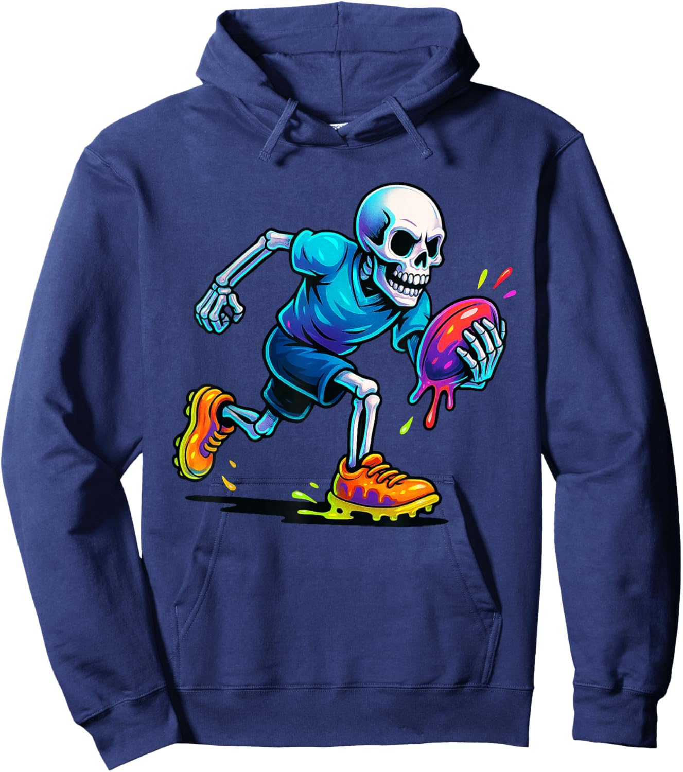 Skeleton Rugby Drip Ice Cream Drip Hoodie - Hoodie | Navy