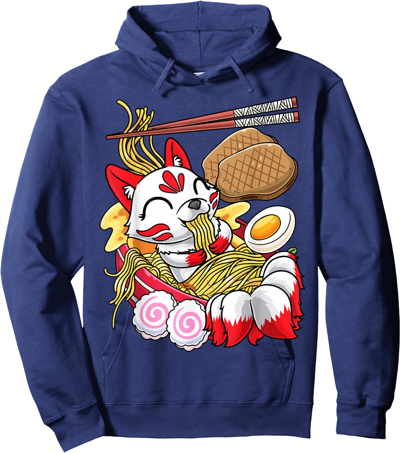 Kawaii Kitsune Fox Ramen Noodles Japanese Food Hoodie - Hoodie | Navy