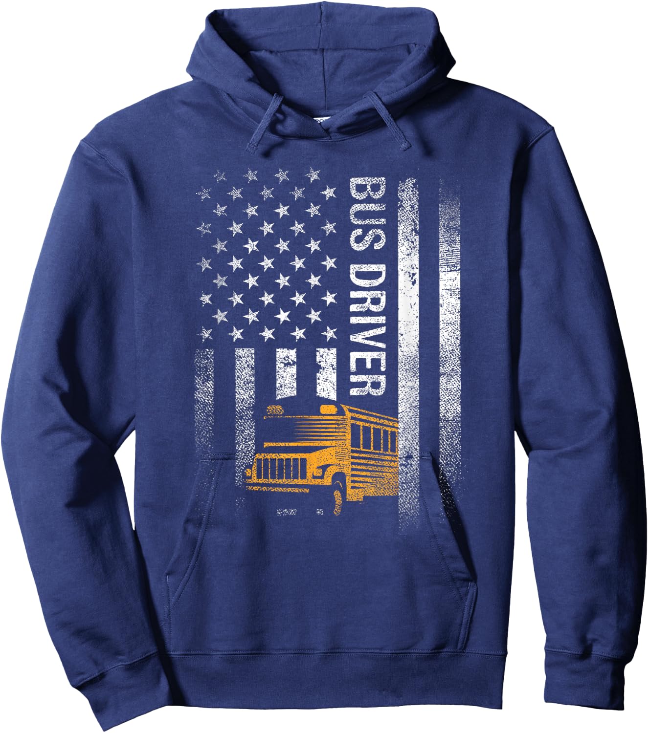 School Bus Driver USA American Flag Funny Bus Driver Gift Hoodie - Hoodie | Navy