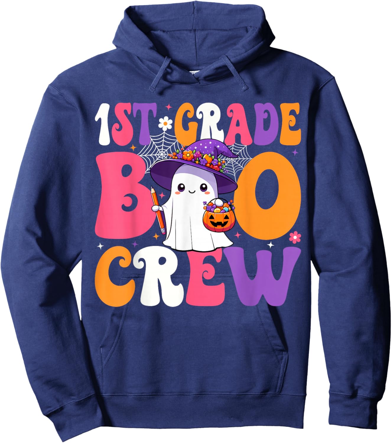 1st Grade Boo Crew Halloween First Grade Halloween Teacher Hoodie - Hoodie | Navy