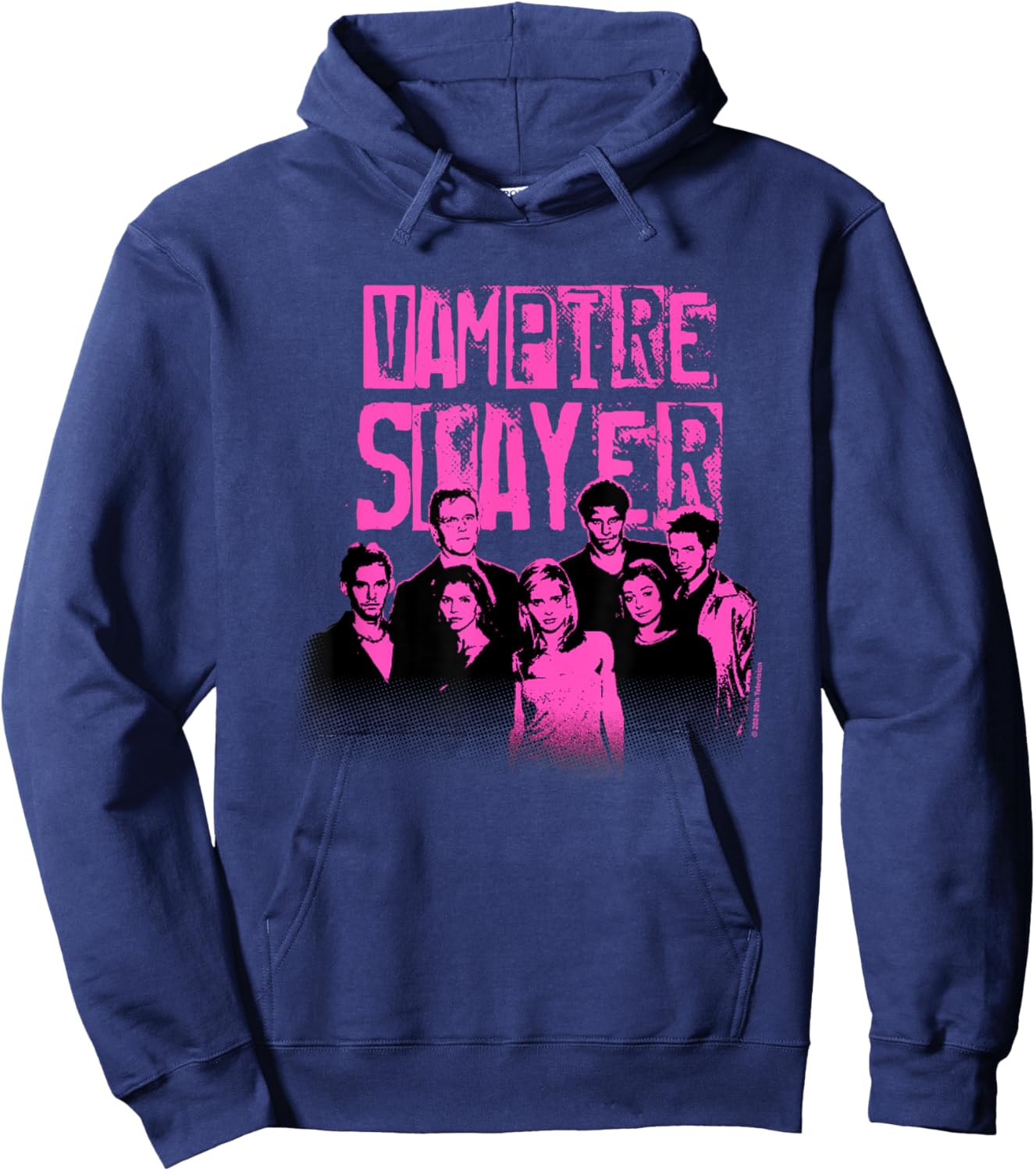 Buffy The Vampire Slayer Main Characters Faded Group Logo Hoodie - Hoodie | Navy