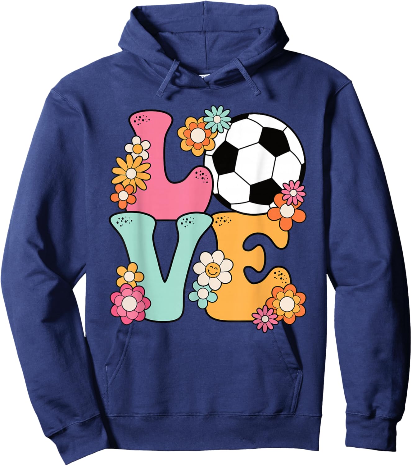 Groovy Soccer Love Cute Soccer Lover Women Teens Girls Hoodie - Hoodie | Navy
