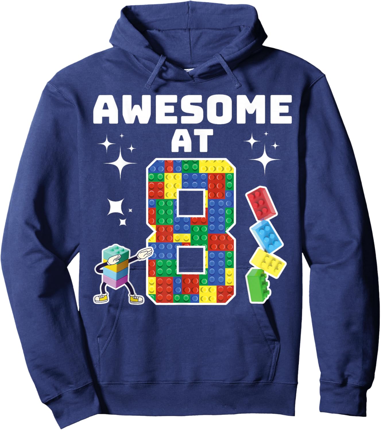 Building Blocks Building Bricks 8th Birthday Boy Dabbing Boy Hoodie - Hoodie | Navy