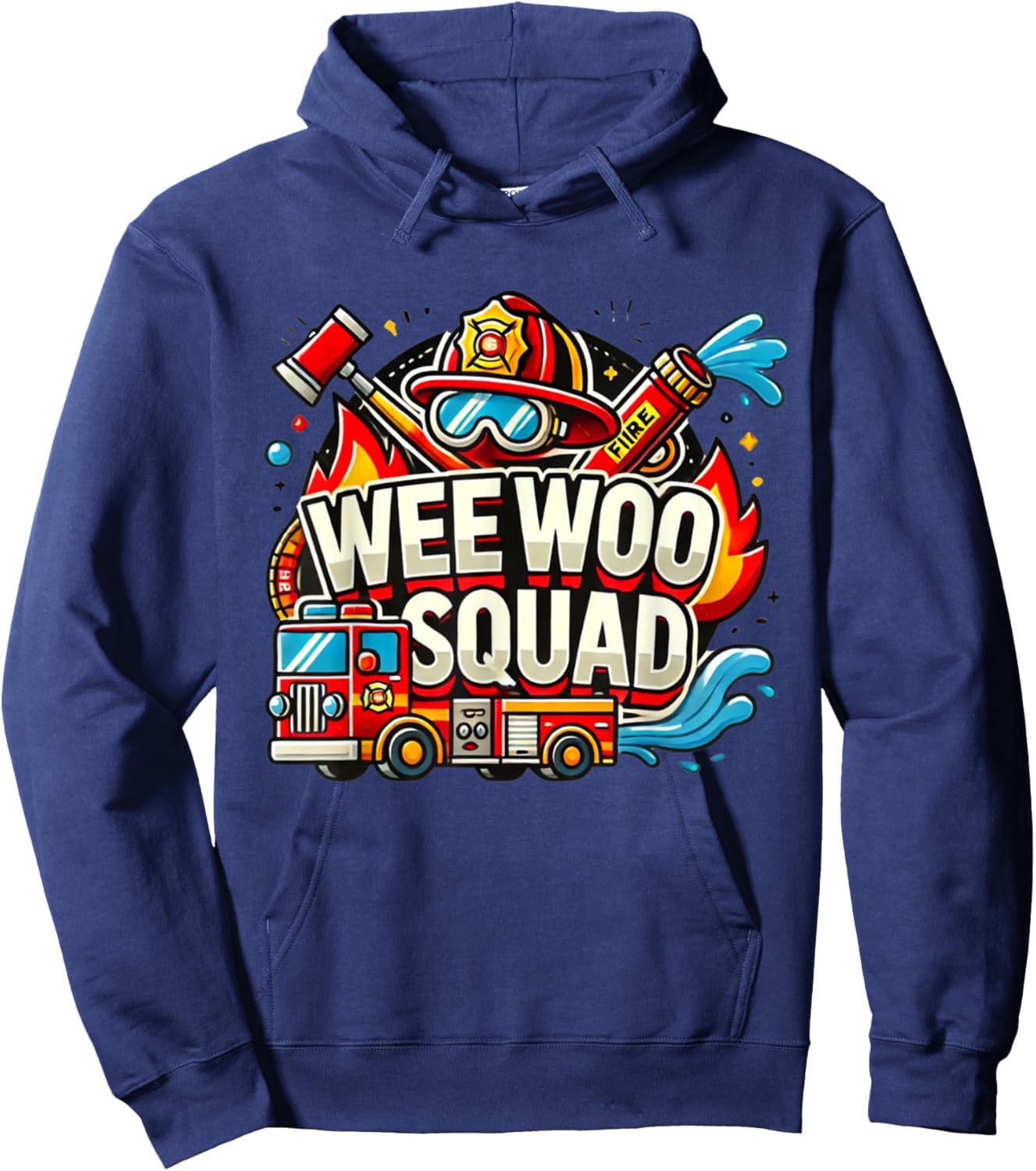 Funny Wee Woo Squad Fire Truck Design for Kids and Adults Hoodie - Hoodie | Navy