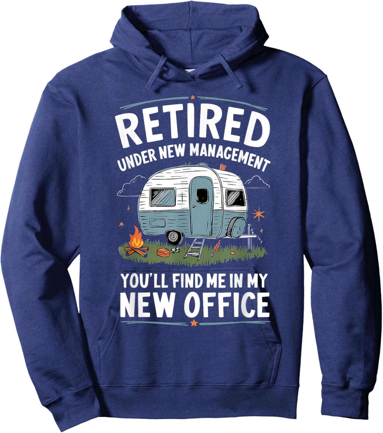 Retirement Retired Funny Camper Camp Camping , Small, Black Hoodie - Hoodie | Navy