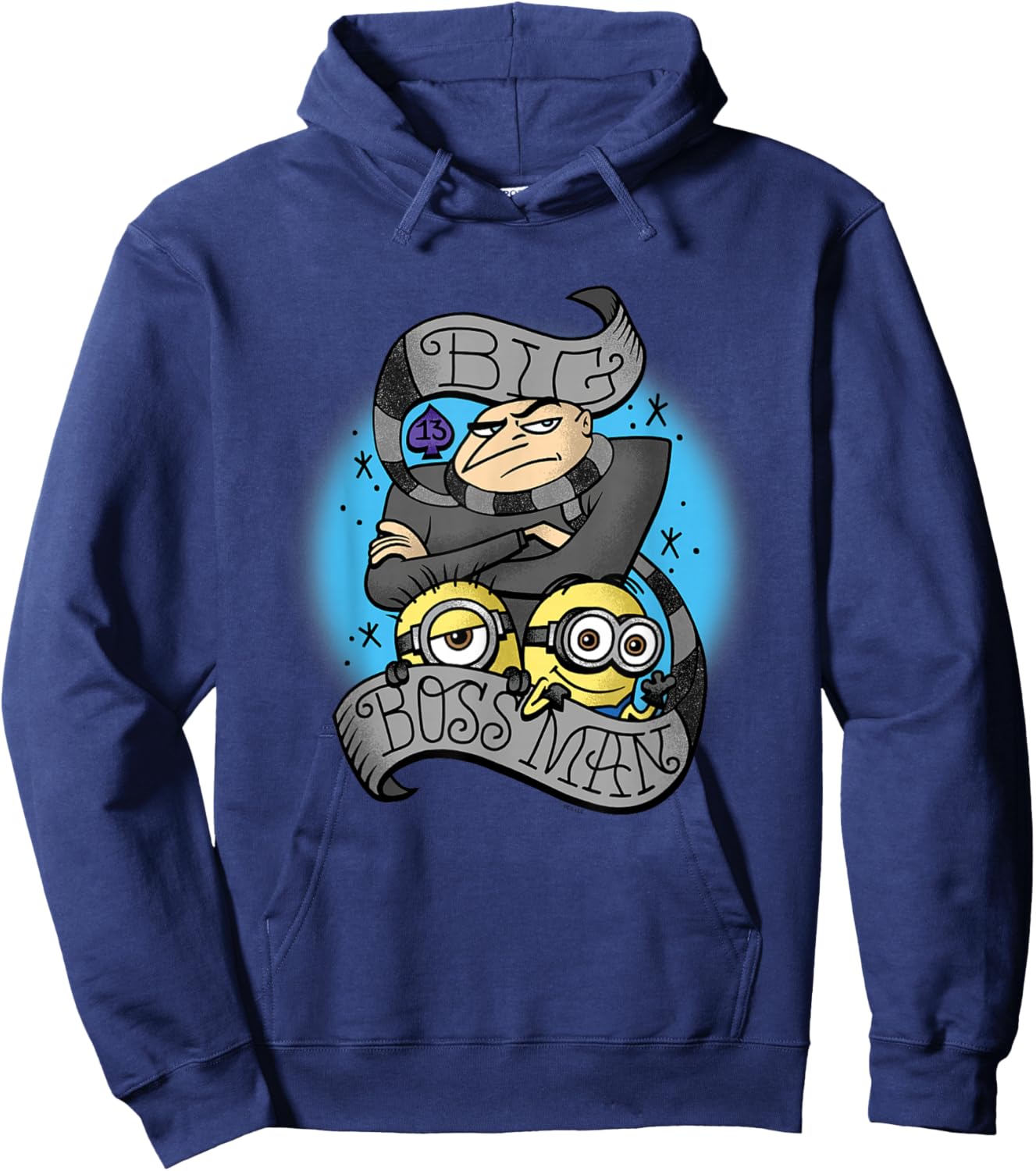 Minions Big Boss Man Gru Retro Logo Hoodie - Hoodie | Navy