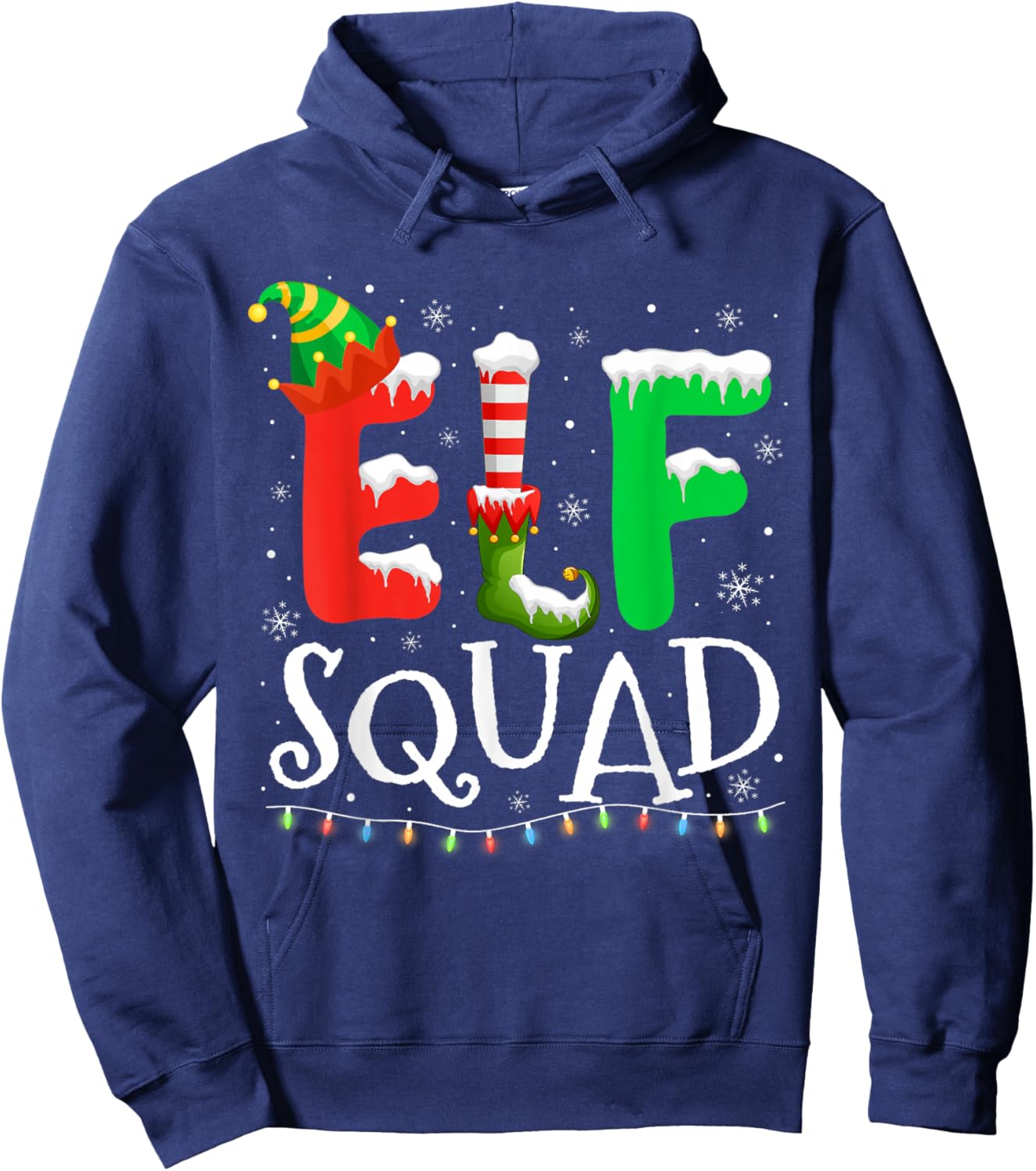 Elf Family Christmas Matching Pajamas Xmas Elf Squad Hoodie - Hoodie | Navy