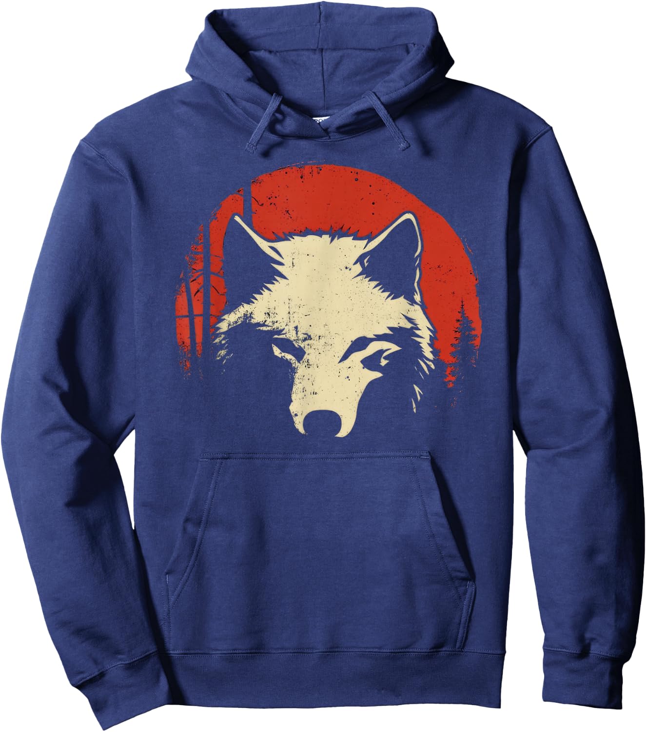 Wolf Red Moon Wildlife Animal Wolf Japanese Hoodie - Hoodie | Navy
