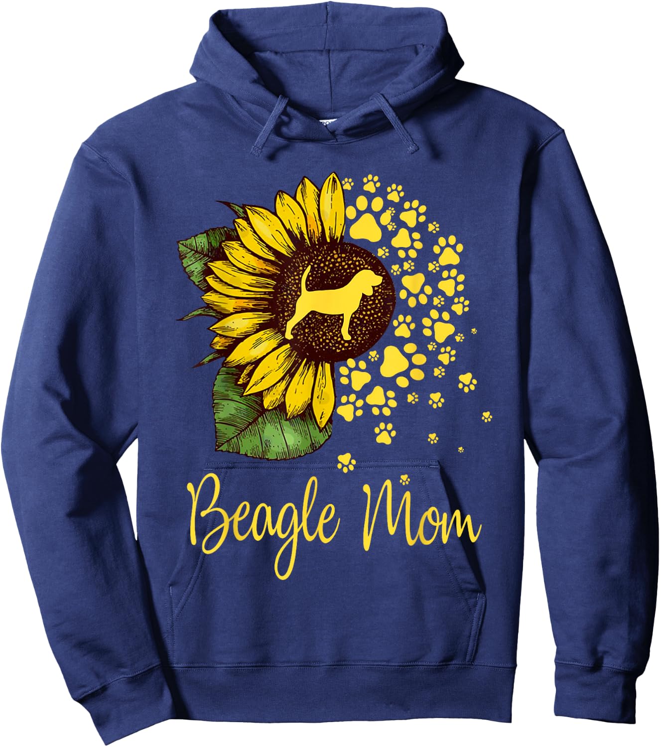 Sunflower Beagle Mom Dog Lover Hoodie - Hoodie | Navy